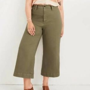 Madewell Emmett Wide Leg Crop Pants 37 Olive Green